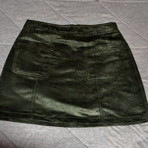 Emerald green velvet skirt